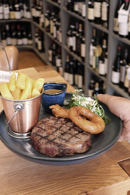 Steak Dish being served - Grapevine Dalkey Restaurant and Wine Bar